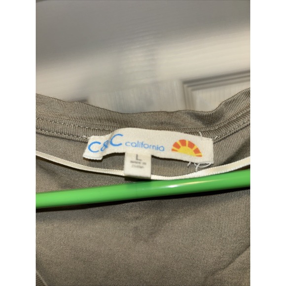 C & C California‎ Sage Green Light Green Cap Sleeves Tiered Midi Dress Large - Picture 3 of 9